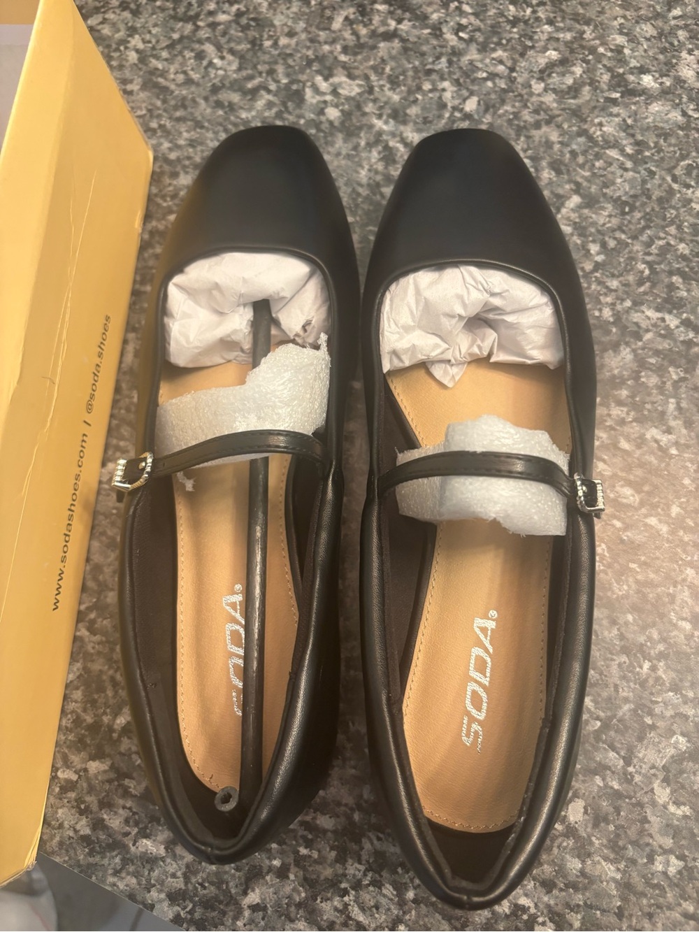 Soda Black Mary Jane Flats with Buckle Strap